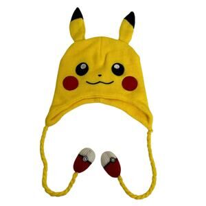 Pokemon Nintendo 2015 Pikachu Knit Earflap Beanie Youth One Size